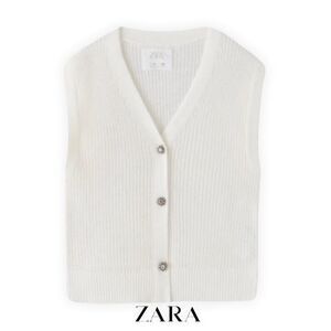 ZARA Kids | White | FLAP POCKET KNIT VEST